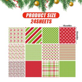 Christmas Pattern Paper Set DIY Craft Scrapbook Decor Scrapbook Specialty Paper 12 Designs 24 Sheet Christmas Sided 15x15cm Collection Decorative for Scrapbook Card Making Decoration (B)