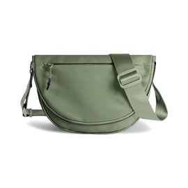 Crescent Bag for Women and Men, Fashion Medium Nylon Folding Crescent Moon Bag Single Shoulder Bag with Adjustable Strap (Bean Green)