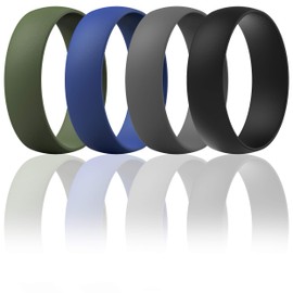 ThunderFit Silicone Wedding Rings Unisex, Rubber Engagement Bands 6.3mm Wide 1.65mm Thick - 1/2/3/4/5/6/7 Variety Multipack (Pack N, 5.5-6 (116.50mm))
