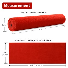HOMBYS 450 GSM Extra Thick 3x10 ft Red Carpet Runner for Partys & Events, Heavy-Duty Felt Aisle Runway Rug for Steps, Prom Proposal & Wedding Ceremony Decorations, Hollywood Oscars for VIP Awards