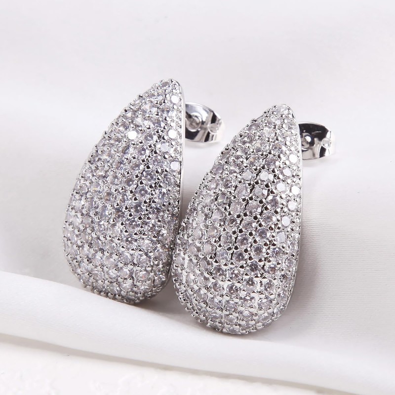 Guptue gold plated cubic zircon earrings eardrop ball stud fashion