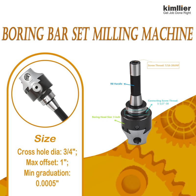 Kimllier 3 Inch Boring Head R8 Shank 12Pcs 3/4 Inch