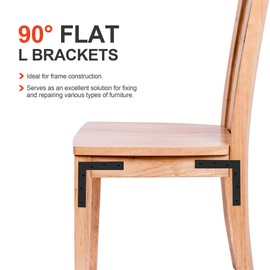 SAYAYO Flat L Shape Repair Mending Plate Joint Bracket Support Brace 150mm x 150mm, Stainless Steel Angle Corner Brackets Matte Black, 8 Pack