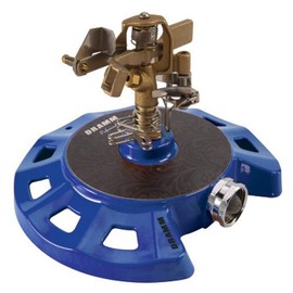 Dramm 15086 Circular Base Impulse Sprinkler with a Heavy-Duty Metal Base, Blue