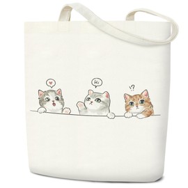 Cat Tote Bag, Canvas Tote Bags for Women, Appreciation Gifts Birthday Gifts for Friends Cat Lover, Cute Tote Bag Reusable Tote Bag Shopping Tote Bag Aesthetic Bags -shu56