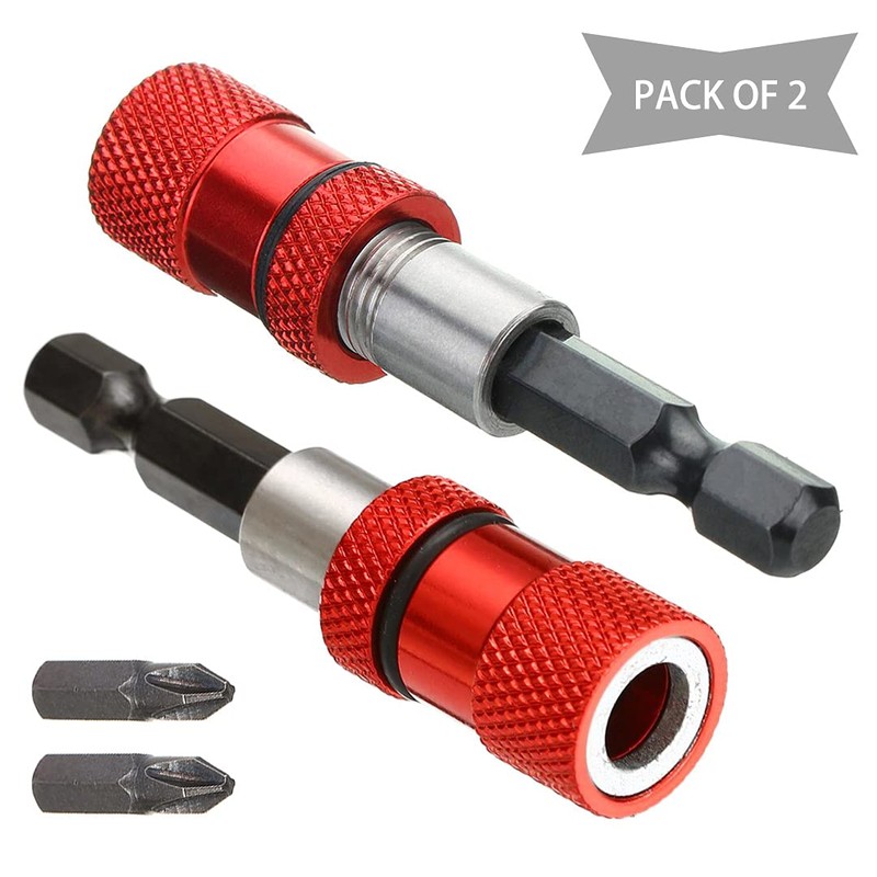 Saipor 2pcs Adjustable Screw Depth Screwdriver Bit Holder Magnetic Steel