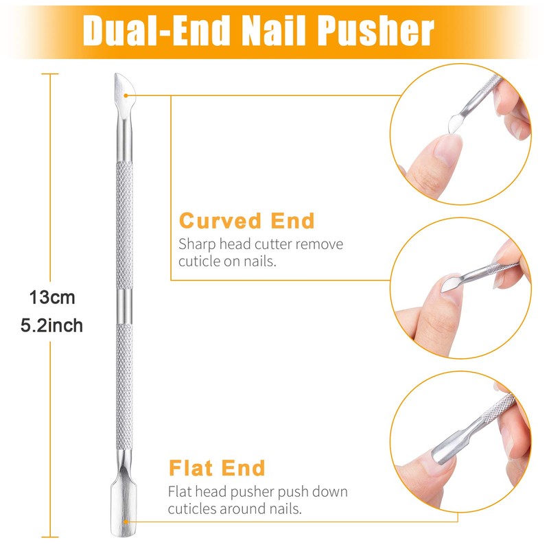 4 Piece Cuticle Pusher Set, Stainless Steel Cuticle Remover, Metal