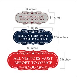 Signs ByLITA Designer All Visitors Must Report to Office Sign (White) - Large