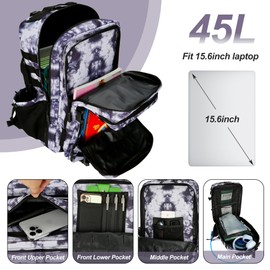 Perfekt Love 45L Military Tactical Backpack for Men and Women Molle Rucking Backpack Hiking Camping Rucksack