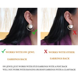 SKAIJEWEL Stud Earrings Flat Clasp Silver 925 1 Pair Nickel Free Girls Earring Backs Round Hypoallergenic Earring Studs Hypoallergenic Women DIY, Silver