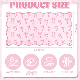FYSUIMU Large Pink Bows Mouse Pads Coquette Bowknot ScallopedDesk Mat Preppy Non Slip Rubber Base Keyboard Mat for Office Table Computer, 31.5 x 15.7 inch