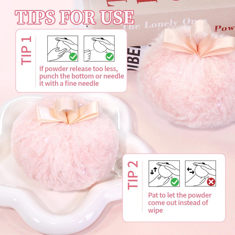 Noerrors Body Glitter Powder Puff Body Shimmer Powder Plush Peach