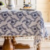 Aeici Floral Table Cloths Blue Wedding Table Cloth Linen Tablecloth