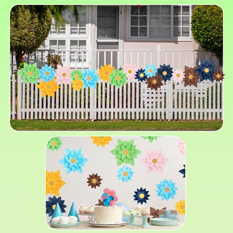 LUOHECAM 18 Set Crepe Paper Flowers Decorations for Wall DIY