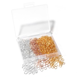 1000 anillos abiertos de 4 mm chapados en oro plateado y oro rosa para hacer joyas, anillos de salto hechos con hierro, a granel para manualidades, aretes, collares, pulseras, colgantes, gargantillas, accesorios para hacer joyas