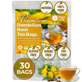 Tagalica, Premium 30 Dandelion Root Tea Bags, 100% Natural & Pure from Dandelion Root, Eco-Conscious Tea Bags, Herbal Tea. No Sugar, No Caffeine, No Gluten, Vegan.
