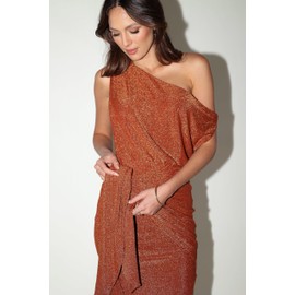 Petal & Pup Women's Santiago Off Shoulder Midi Dress, Bronze, Medium