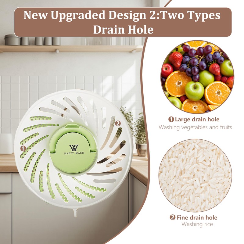 Fruit Washing Bowl with Strainer and Lid with Handle, Portable
