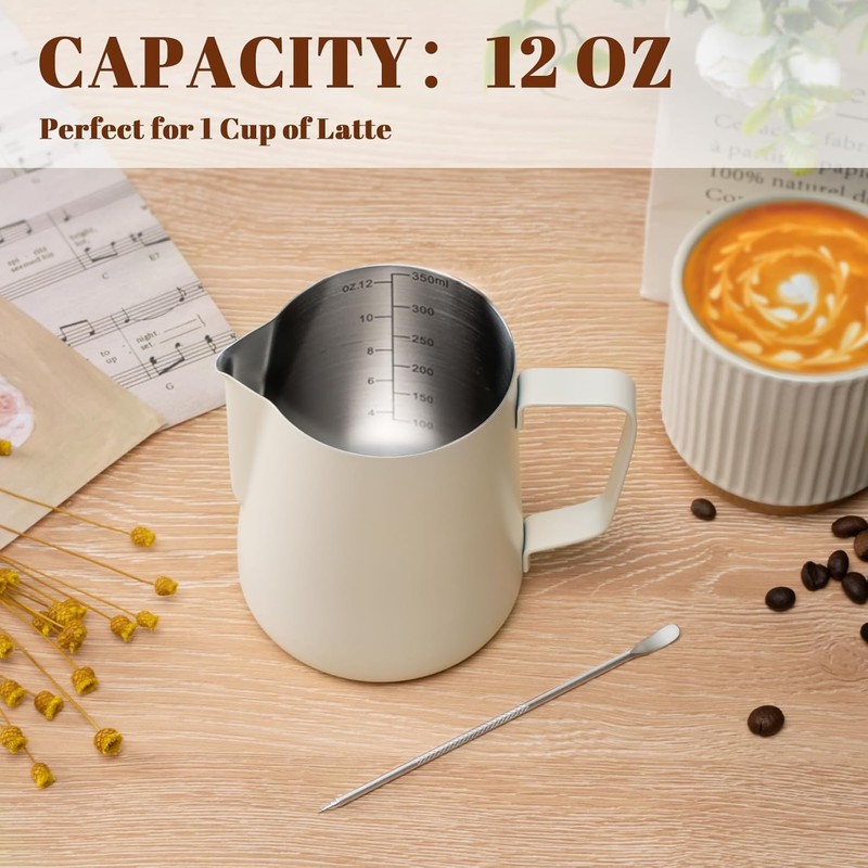 Mumoo Bear Milk Frothing Pitcher 12oz/350ml, Stainless Steel Espresso Steaming