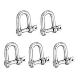 PATIKIL Screw Pin Shackle M4 5/32" 176lbs, 5 Pack 304 Stainless Steel D Ring Shackle for Chains Wire Rope Outdoor, Silver