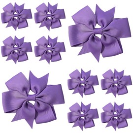 10pcs Mauve Hair Bows Clips Slides Grips 3" inch Pinwheel Solid Vibrant Colour Girls Hairbows