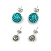 CERASILVER Luxurious Czech Stone Crystal Ball Stud Earrings Set for