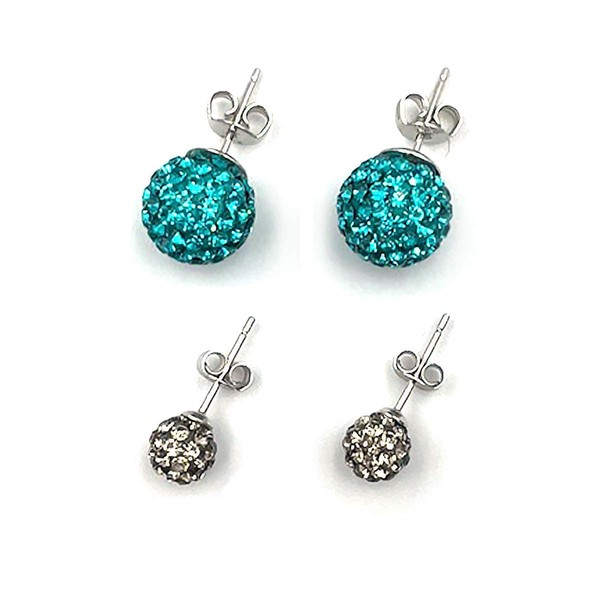 CERASILVER Luxurious Czech Stone Crystal Ball Stud Earrings Set for