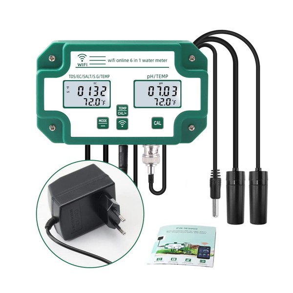 Irfora 6-in-1 Water Quality Tester WiFi Multiparameter Water Quality Monitor