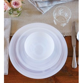 MARIPOSA ALABASTER WHITE CHARGER PLATE SET | WHITE | ALABASTER | TABLEWARE | CHARGERS | GLASS | HANDMADE IN TURKEY