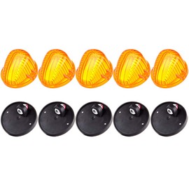 LBRST 5x Amber Round-Shape Cab Marker Light Roof Running Cab Marker Light Amber Cover Lens w/base For Chevy Truck pickup 1973-1991 For Chevy K30 Pickup K20 Suburban K10 Suburban C10 Pickup Blazer