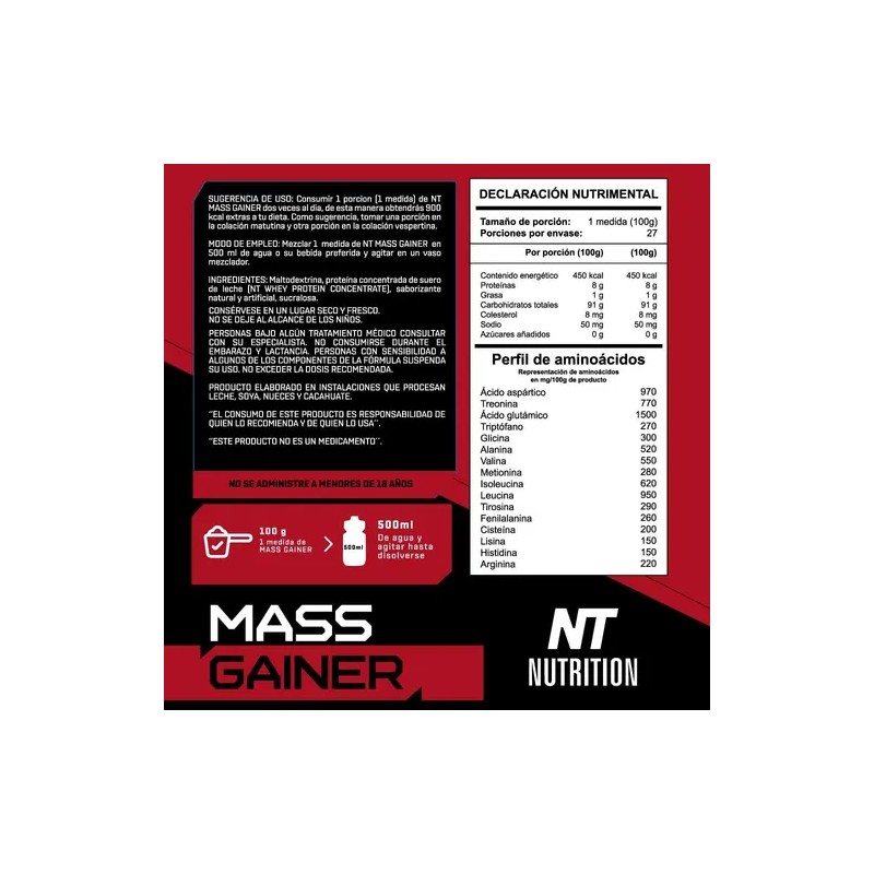 Nt Nutrition Mass Gainer Ganador De Masa Y Peso Whey