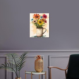 TISHIRON Cartoon Bouquet Painting by Numbers for Adults, Colourful Flowers Oil Painting DIY Digital Art with 3 Brushes and Acrylic Paint 40 x 50 cm (without Frame)