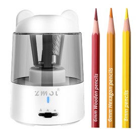 ZMOL Electric Pencil Sharpener,Charge Portable Pencil Sharpeners Kids,Pencil Sharpener for Colored Pencils, Auto Stop, Suitable for No.2/Colored Pencils(6-8mm), School/Classroom/Office/Home