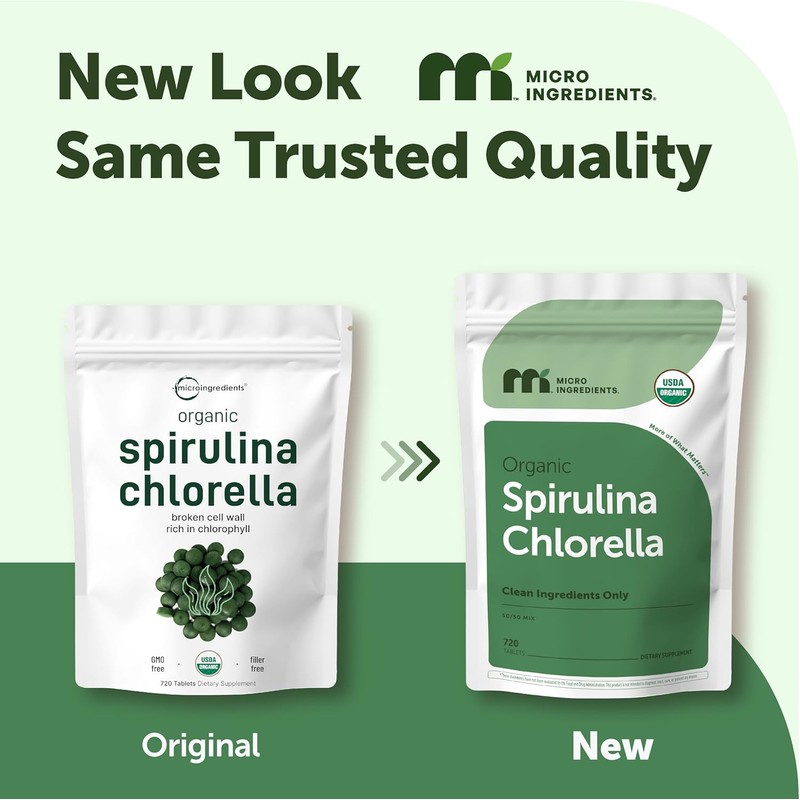 Micro Ingredients Organic Spirulina Chlorella Tablets, 720 Count | 4