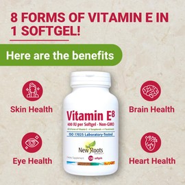 Vitamin E Supplement 400 IU Capsules Organic | All 8 Types of Naturally Sourced Vitamin E for Vision & Brain Support | 4 Tocopherols & 4 Tocotrienols for Men & Women (120 Softgels)