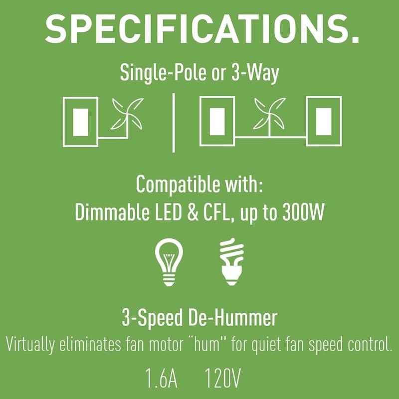 Legrand Pass & Seymour LSCLDC163PBK 450W LS Series Preset Dimmer