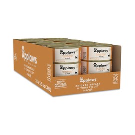 Applaws Natural Wet Cat Food, 24 Count, Limited Ingredient Canned Wet Cat Food, Chicken Breast & Tuna Fillet in Broth, 5.5oz Cans