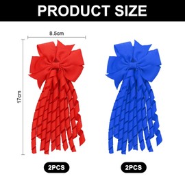 4 Pieces Bow Spiral Hair Ties, Children'S Tassel Hair Accessories, Cute Girls Hair Accessories, Elastic Hair Ties, Girls School Hair Accessories