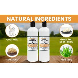 Tallow & Goat Milk Shampoo - Organic Hair Growth, Moisturizing, Handmade (Shampoo 12 Oz)