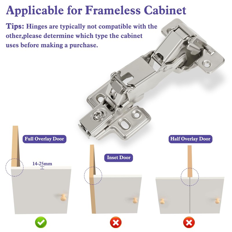 2 Pack 165 Degree Full Overlay Kitchen Cabinet Hinges,Soft Close