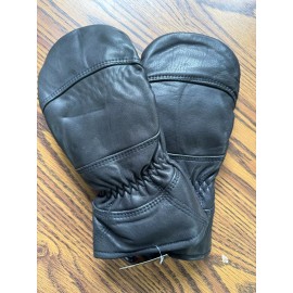 GRAND RAPIDS HIDE Men's Full Grain Deerskin Leather Mitten with Removeable Liner, Black, Small