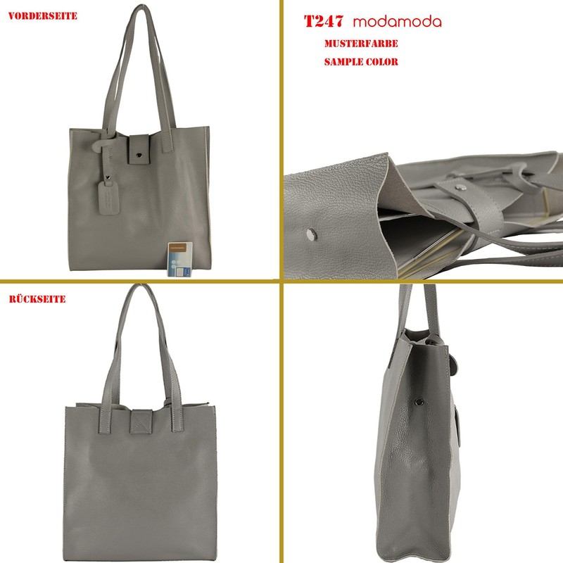 modamoda de - T247 Italian Leather Shopper with Removable Inner