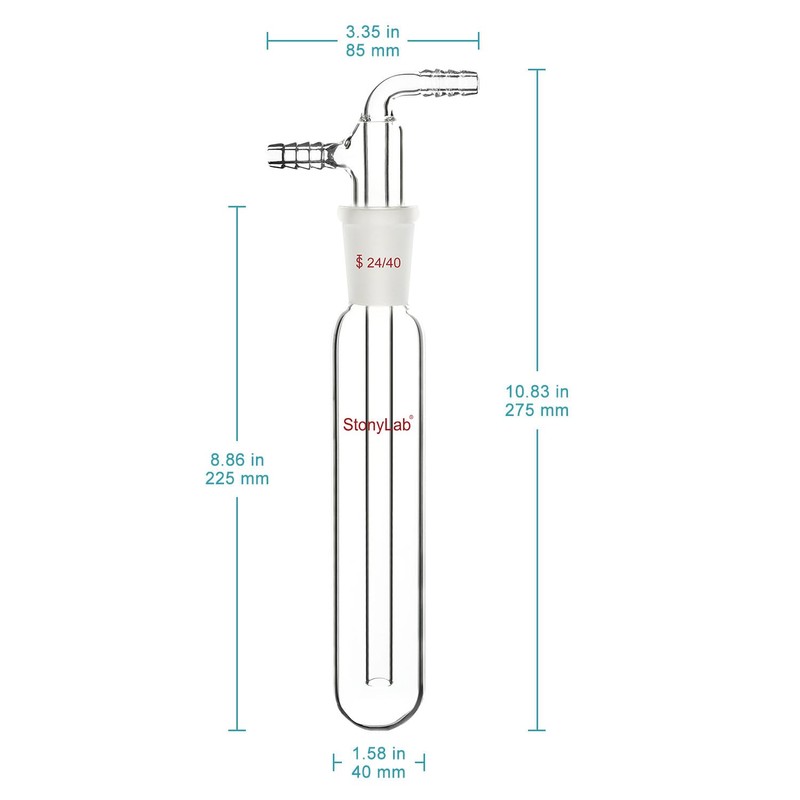 stonylab Glass Vacuum Cold Trap Bubbler with 10mm Serrated Hose,