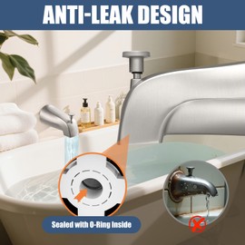 Tub Spout with Pull Down Diverter – Slip-Fit Bathtub Faucet Spout Replacement, 1/2” Copper Pipe Connection, Easy Installation, Universal for Bathroom Shower (Brushed Nickel)