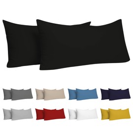Dreamzie Pillowcases, 40 x 70 cm (Set of 2), 100% Jersey Cotton, 150 g/m², Black, Resistant and Hypoallergenic