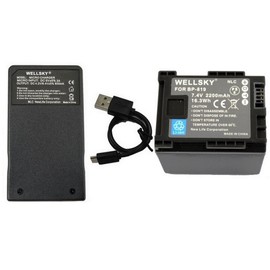 WELLSKY BP-819 BP-819D BP-809 BP-808 互換バッテリー 2200mAh 1個 + CG-800 CG-800D [ 超軽量 ] USB Type-C 急速 互換充電器 バッテリーチャージャー 1個 [ 2点セット ] [ 純正充電器で充電可能 残量表示可能 純正品と同じよう使用可能 ] キヤノン iVIS アイビス