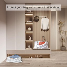 Lckaey handbags Dust Bags for Purse and shoes-travel or home storage-drawstring Purse dust bag organizer（5 Pack） Y1010white-M