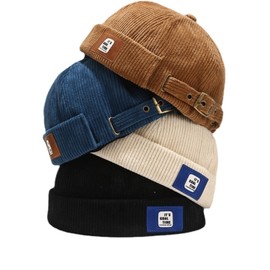 Faringoto Watch Cap Work Beanie Corduroy Hat Docker Cap Brimless Hats for Men