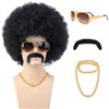 morvally Afro Wig Black 70s for Men with Chain for