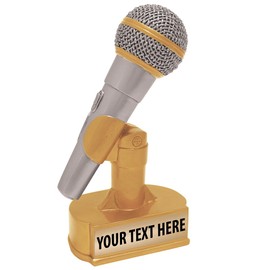 Crown Awards Hand Painted Microphone Gold Sculpture- Great for Singing, Music, Karaoke, DJ's, Radio